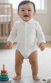 Body-cămașă elegant pentru bebeluși – Alb