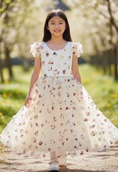Rochie cu flori aplicate 