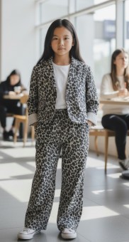 Set 2 piese cu imprimeu leopard pentru fete