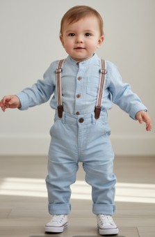Set elegant pentru băieți – Cămașă și pantaloni cu bretele