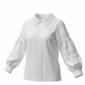 Bluză albă elegantă cu detalii din dantelă