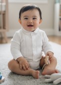 Body-cămașă elegant pentru bebeluși – Alb