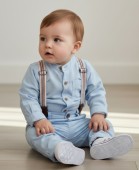 Set elegant pentru băieți – Cămașă și pantaloni cu bretele